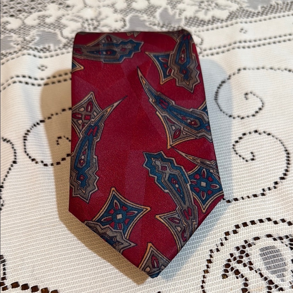 VTG Valentino Garavani Red and Blue Silk Tie